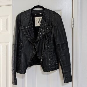 Elegant Black Studded Leather Jacket